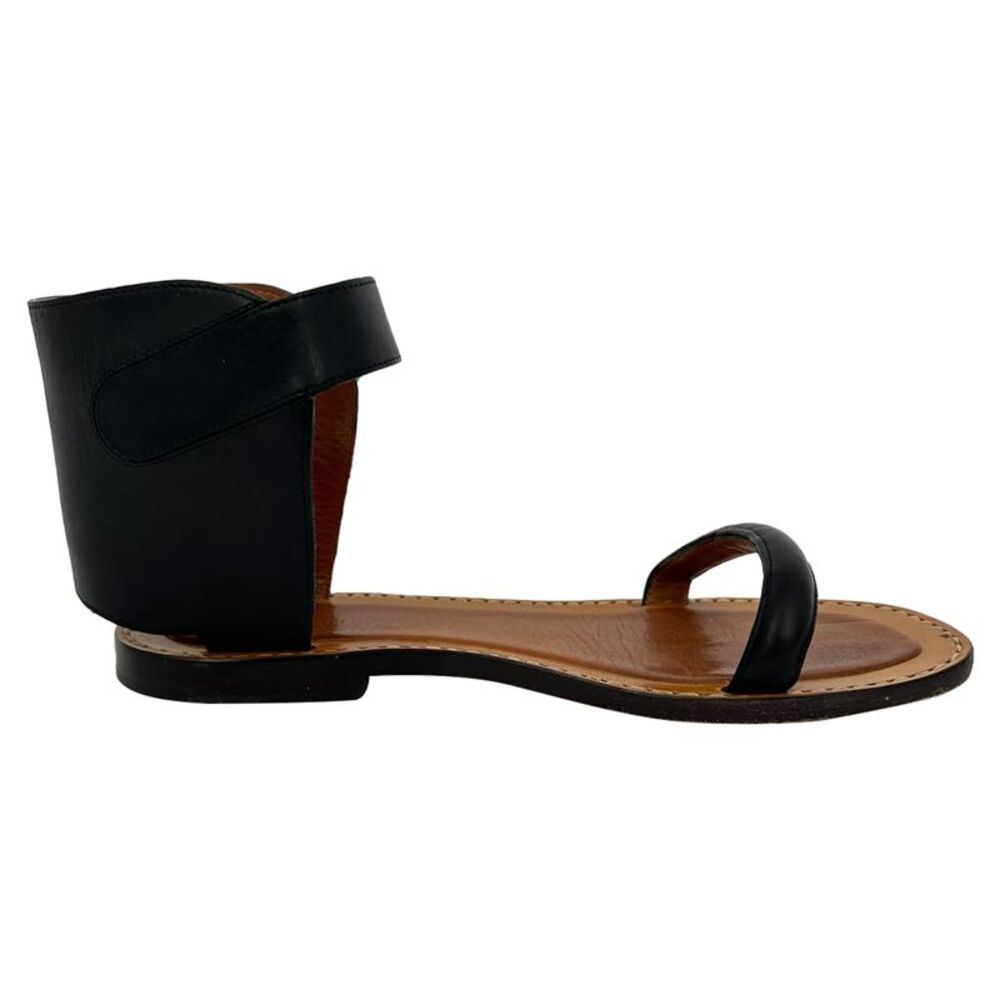 Celine "Bam Bam" Flat Sandals in Black Leather